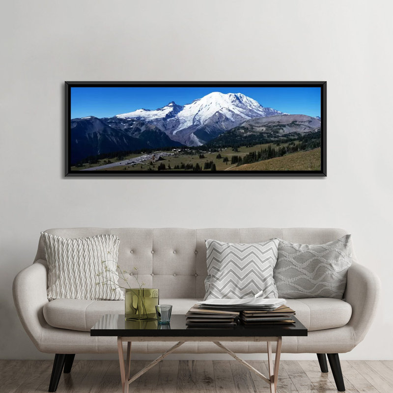 Montagne enneigée, mt rainier, parc national de mt rainier, comté de pierce, état de washington, états-unis-reproduction de photo sur toile tendue
