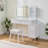 Space-saving Bedroom Vanity Desk With Led Lights, Mirror & 4-drawer Dressing Table-250541709