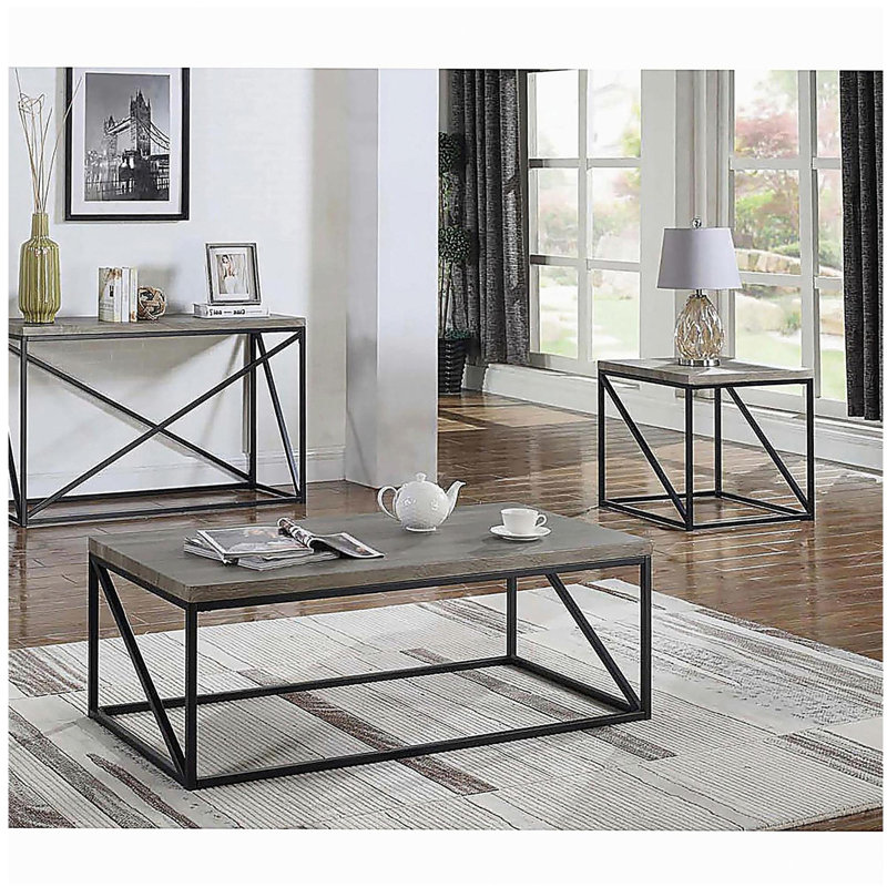Sonoma Grey and Black Rectangular Sofa Table