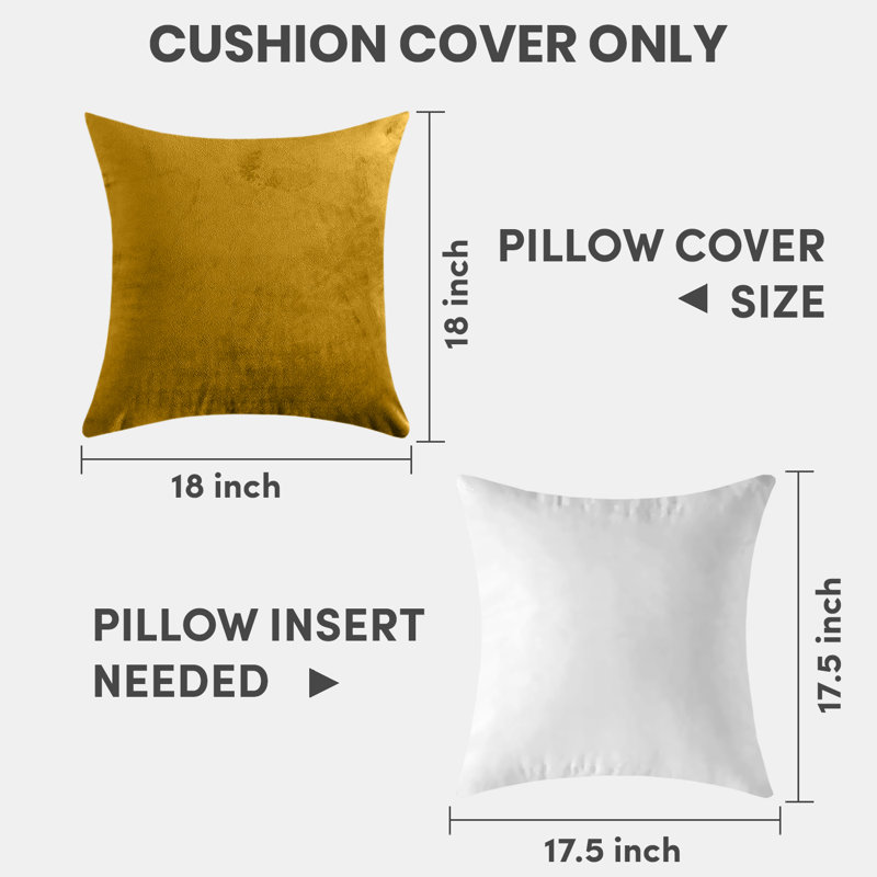 Square Luxury Velvet Cushion cover Pack of 2, Yellow
