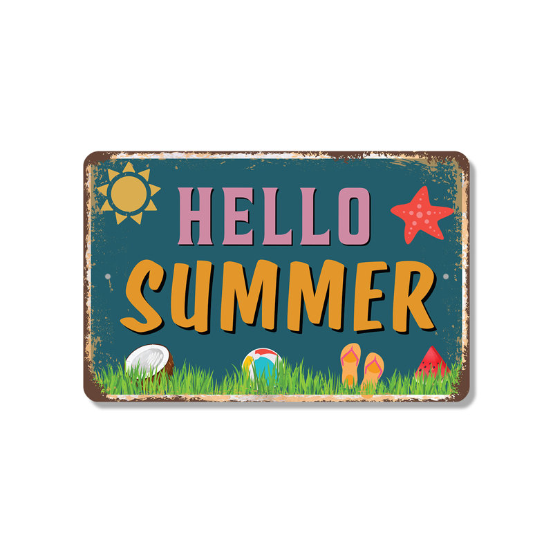 Panneau en plastique Hello Summer 8 po x 12 po