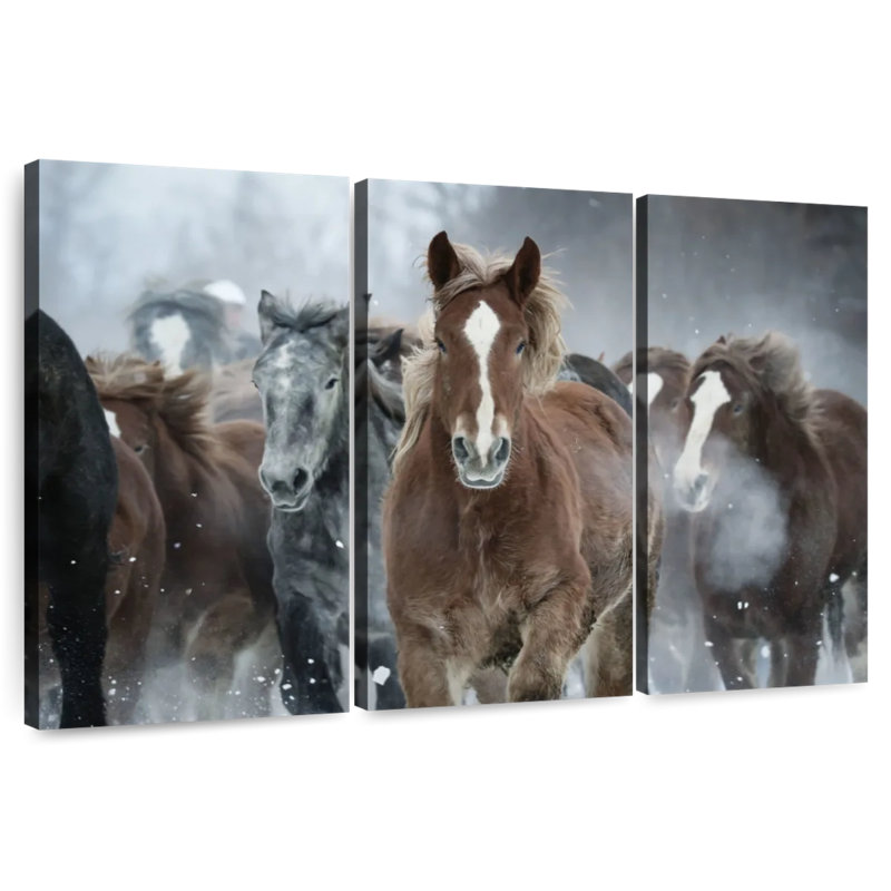Horses In Winter, 48" H x 74" W