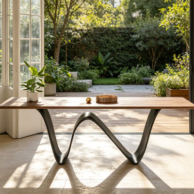 W-shaped base dining table