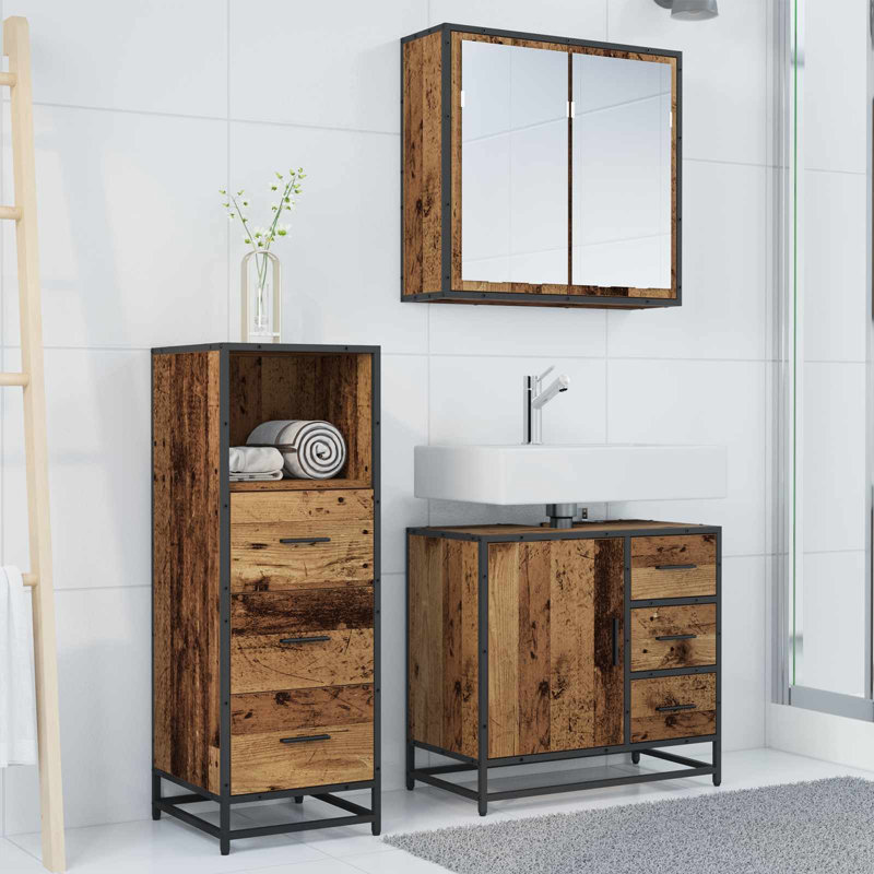 Bathroom Storage Furniture Set, Old Wood