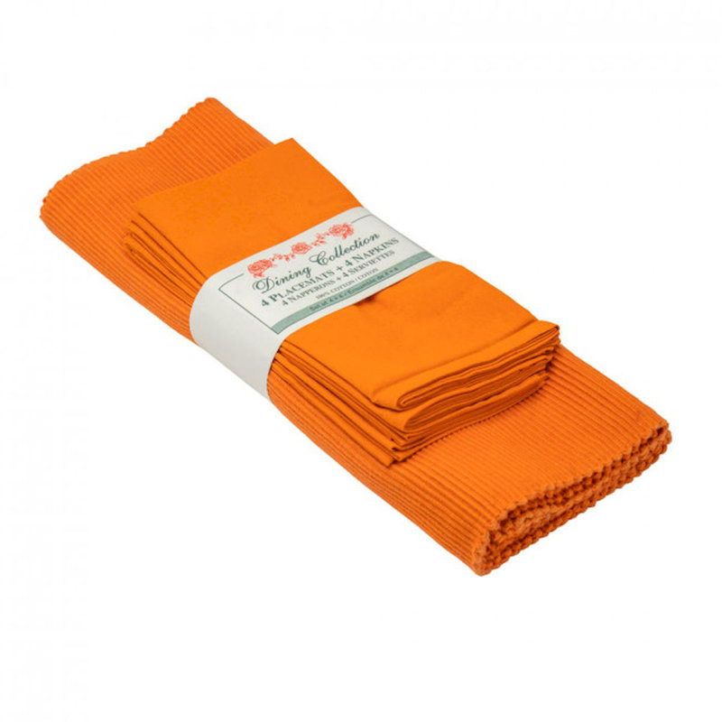 Ensemble de napperons et serviettes de table 8 pièces Keiten, Orange