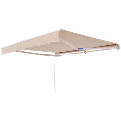 Auvent rétractable manuel, 8 x 7 pi, tissu en polyester 280 g, 1 pièce, pare-soleil, résistant à l'eau et aux rayons UV