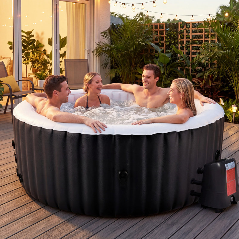 4-Person Round Inflatable Tub, Round, 4-Person