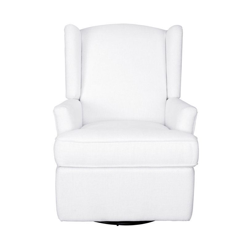 Heming Wingback Recliner Nursery Glider, White Polyester Blend