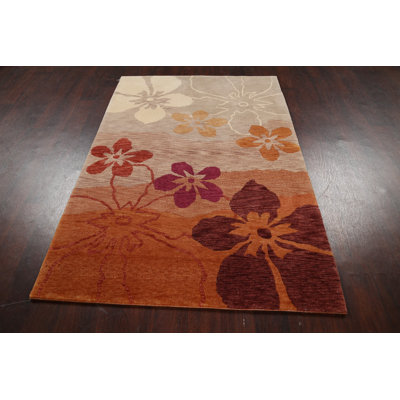 One-of-a-Kind 4'1" X 6'1" New Age Wool Area Rug in Orange