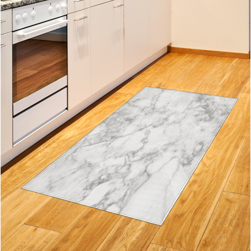 Marble Print High Density Long Fiber Poly Threads Decorative Area Rug Carpet, Rectangle 2'7" x 5'