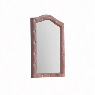 Miroir arqué 26 po, cadre en bois franc et tissu, taille intérieure 18 po x 26 po, élégant décor de maison rétro