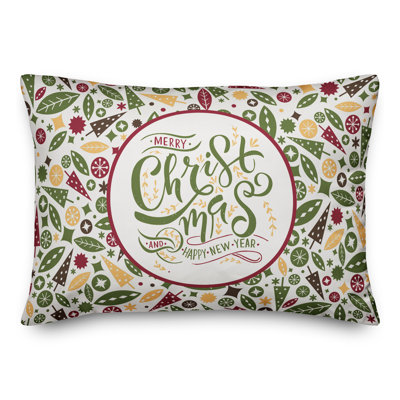  Mid-Century Modern Merry Christmas Lumbar Pillow