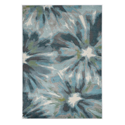 Tapis bleu sarcelle / blanc Zikai