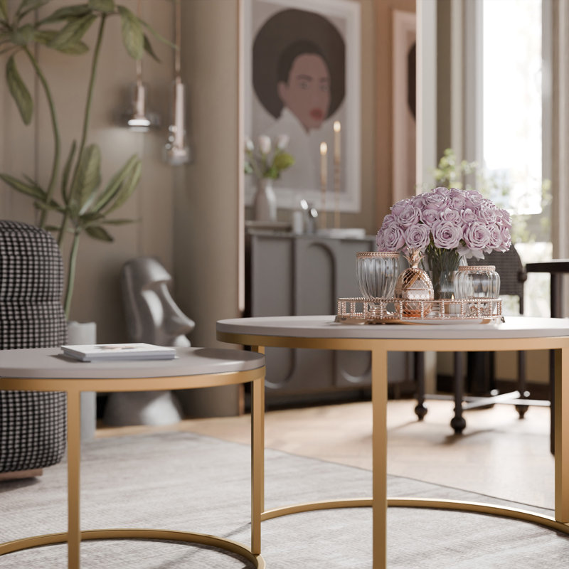 Coffee Table with Storage, Cashmere, 48cm. H x 70cm. L x 70cm. W, Gold