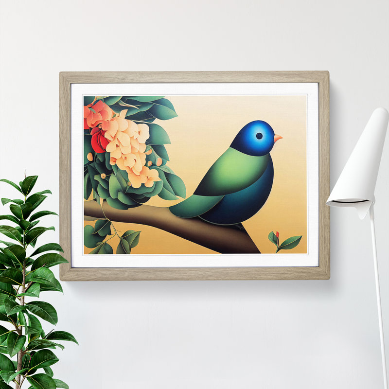 Epic Bird - Single Picture Frame Print, 46cm H x 64cm W x 2cm D, Oak