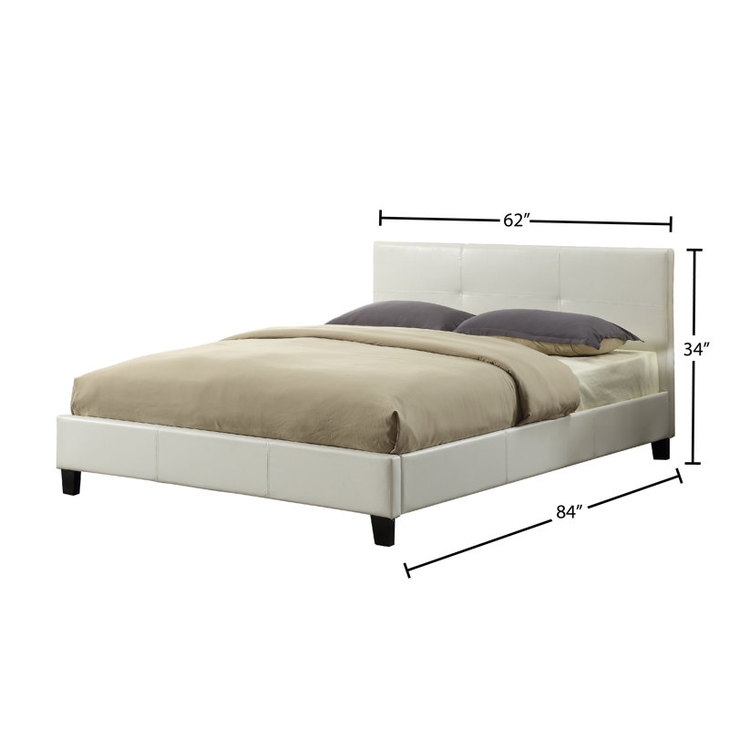 Lit plateforme tapissier Modern, Grand, Blanc