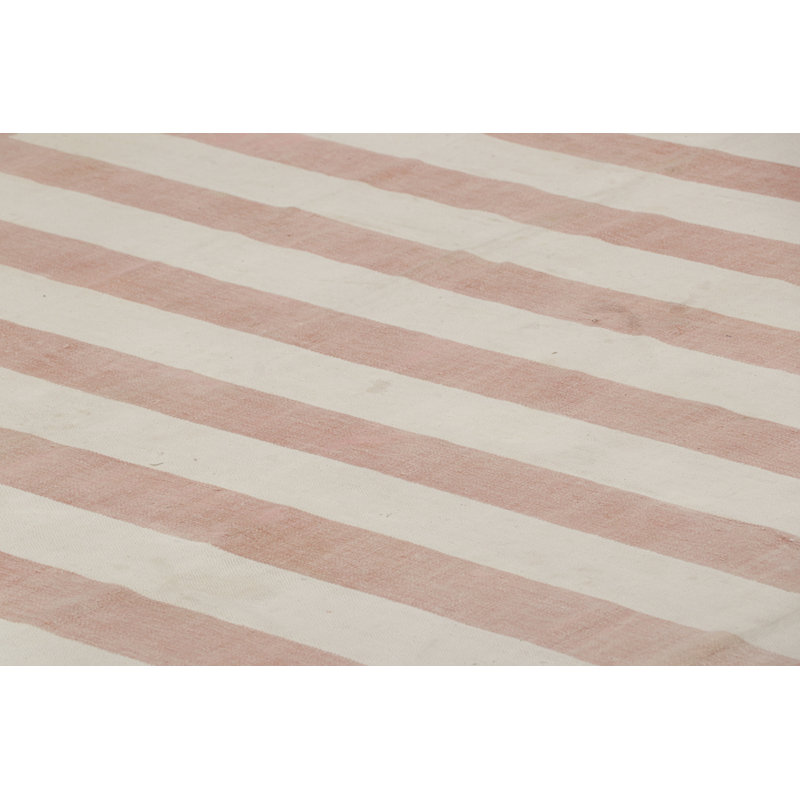 Rug & Kilim’S Contemporary Dhurrie Rug With Pink And Cream White Stripes