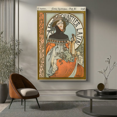 Au Quartier - Toile tendue sur toile de style latino par Alphonse Mucha