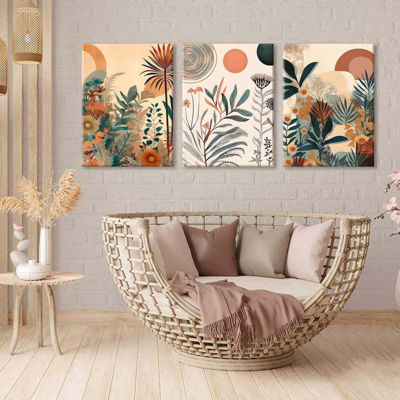 3 Piece Wrapped Canvas Print, 40 cm H x 90 cm W