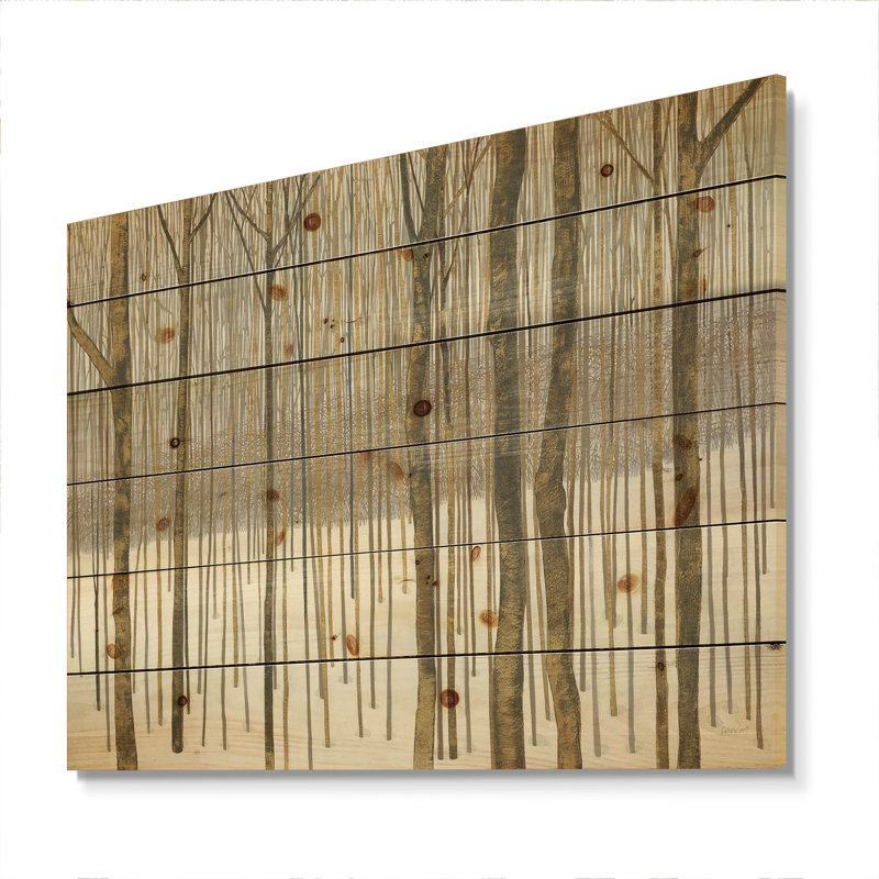 Forêt en hiver doré - impression chalet et chalet sur bois de pin naturel, H 36 po x l 46 po x P 1,5 po
