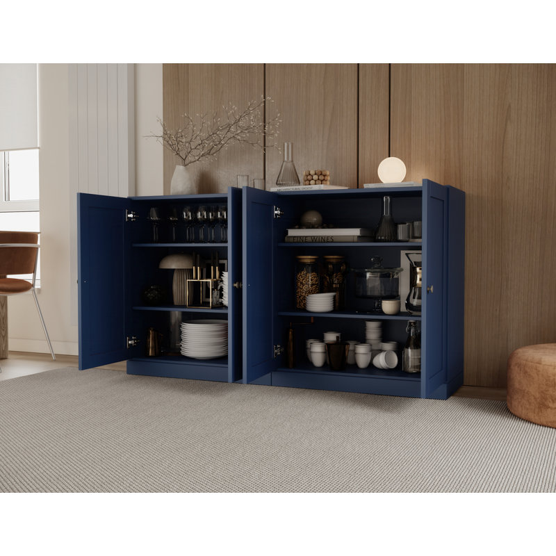 Palace Imports 100% Solid Wood 64" Sideboard with Shaker Doors & Adjustable Shelves, Navy