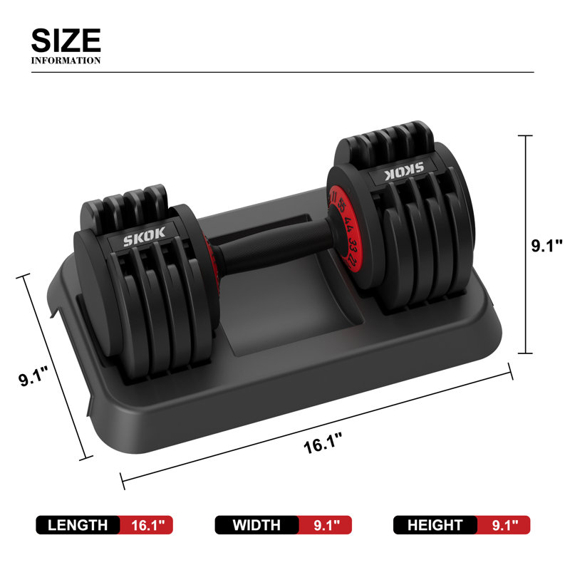 Ensemble d'haltères réglables SKOK 55 lb, simple, noir