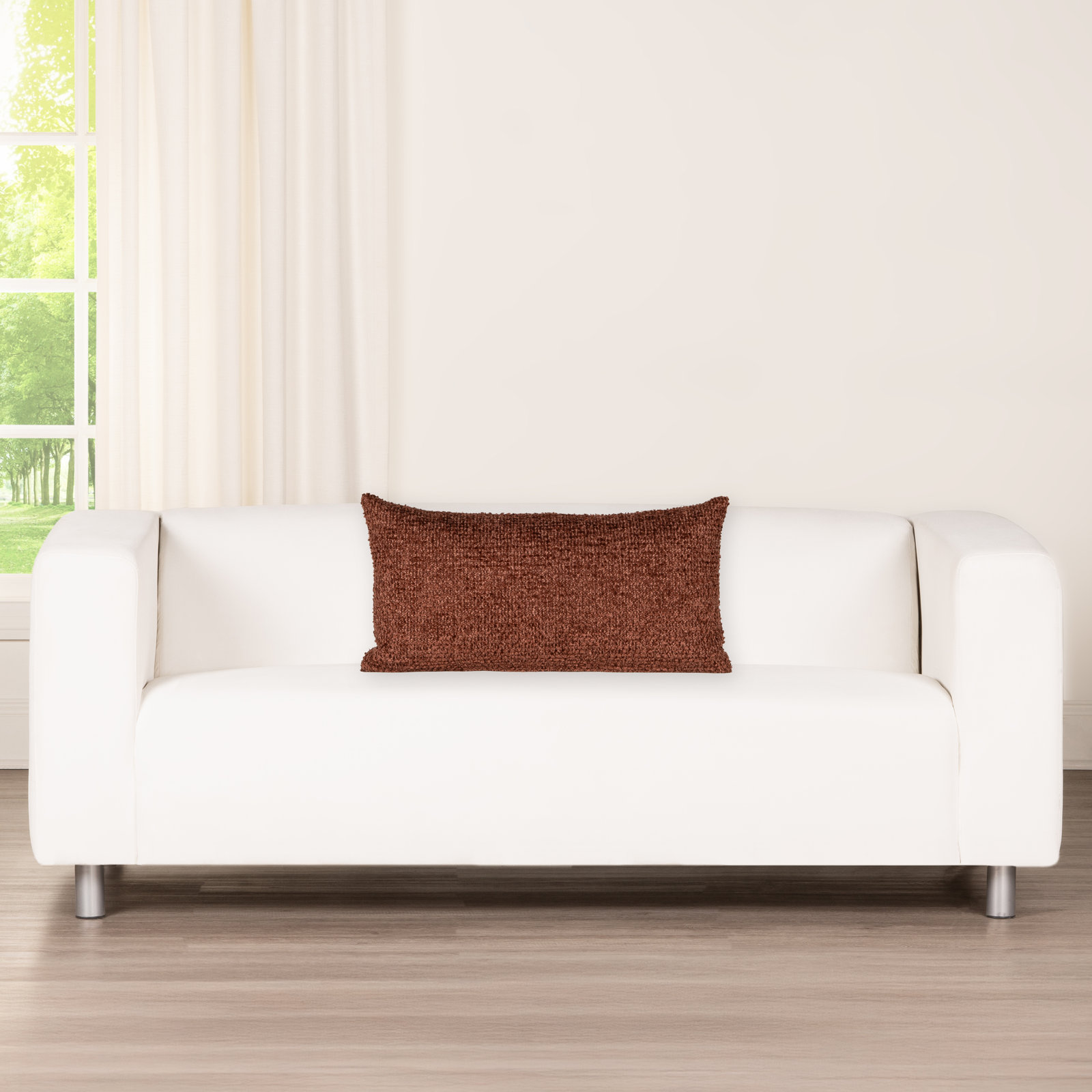 Cozy Chenille Disk Accent Pillow - Textured Sophistication and Comfort, Polyester, Red, Rectangle 12"H x 21"W