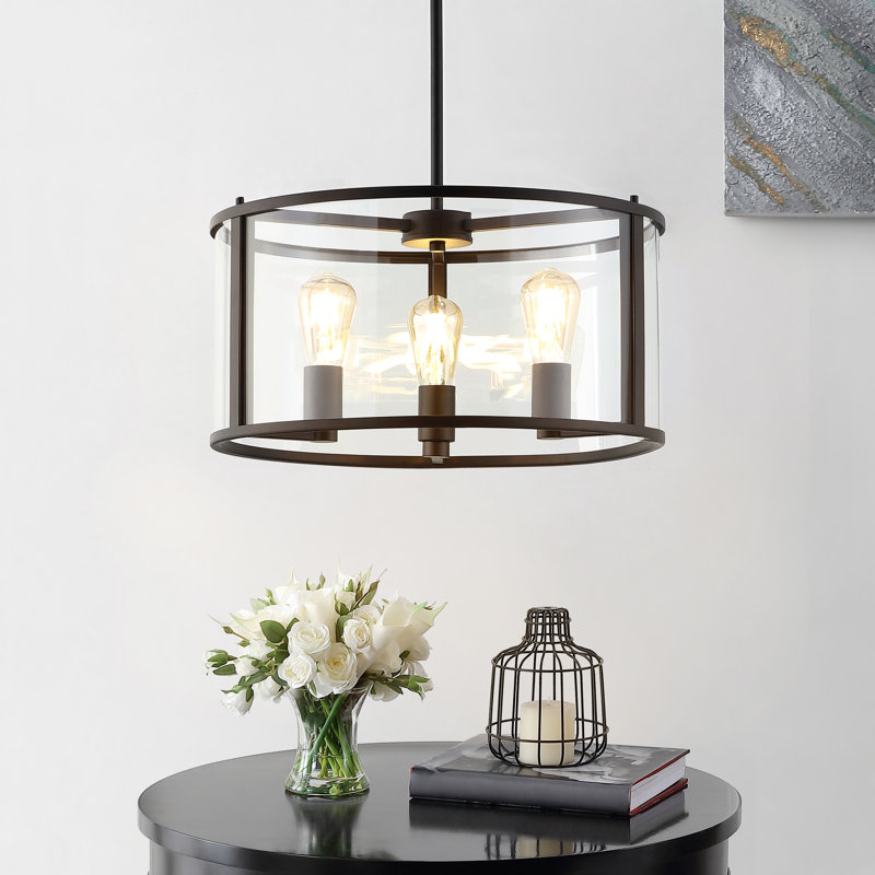 Luminaire suspendu tambour unique et remarquable à 3 lumières Cantara