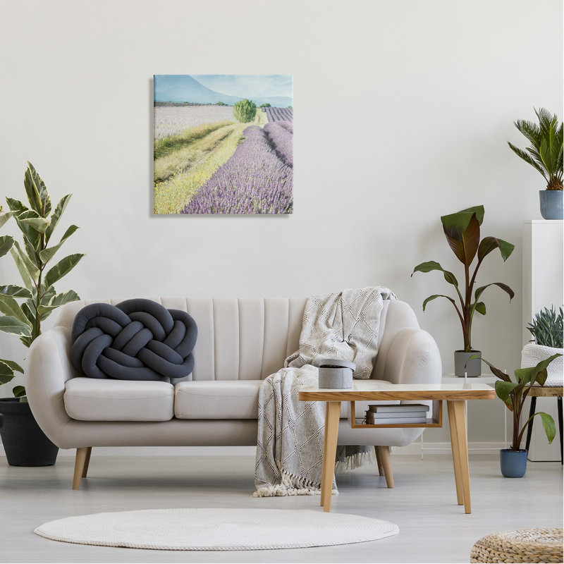 Black Framed Rustic Wood Lavender Fields Wall Art, 24 x 24
