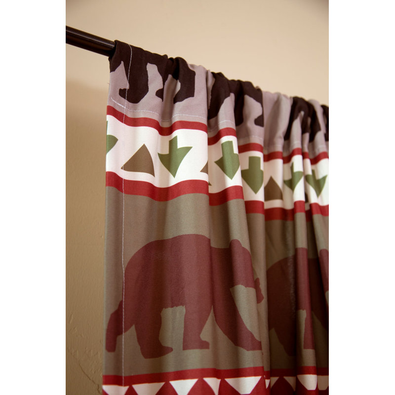 Bear and Pine Tree Pattern Black Polyester Light Filtering Curtains