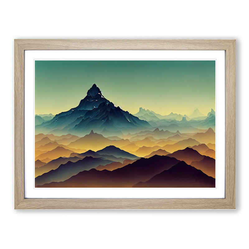 Captivating Mountain Landscape - Framed Print, 34cm H x 46cm W x 2cm D, Oak