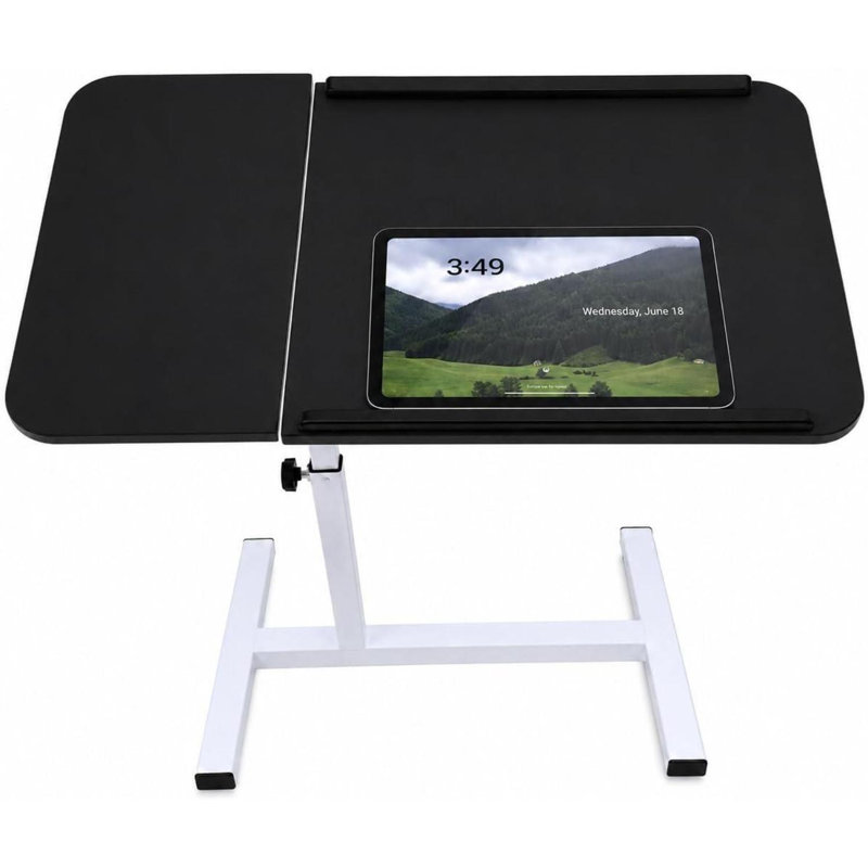 Adjustable Height Iron Computer Desk, Black/White