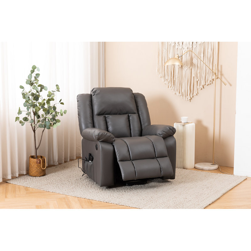 Fauteuil inclinable électrique de massage, fauteuil inclinable en cuir PU, Gris foncé