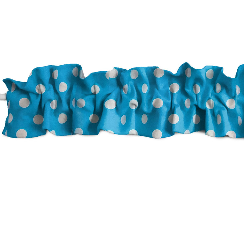 Cantonnière sur mesure en mélange de coton à pois, L 58 po x L 5 po, Turquoise / blanc