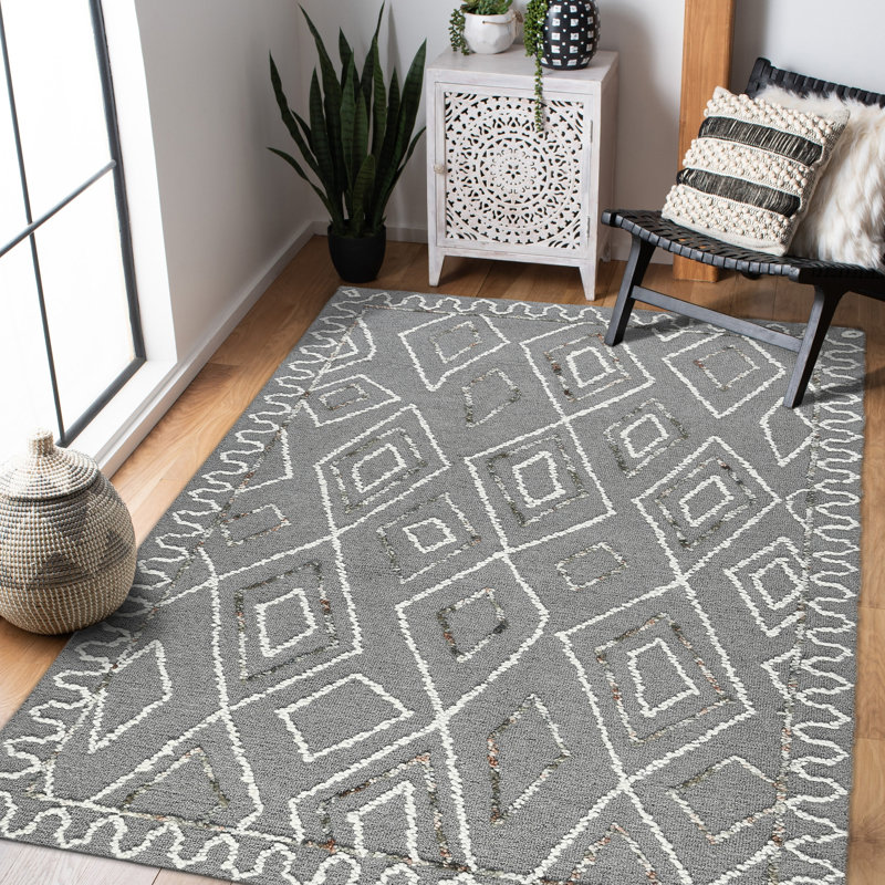 Wool Geometric Indoor Rug, Rectangle 2' x 3'