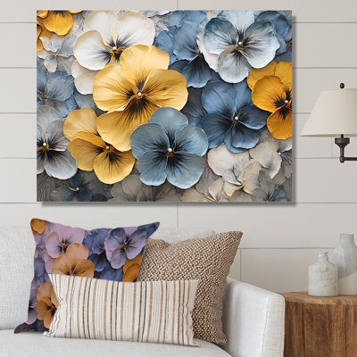 Elegant Yellow And Blue Pansy Petals - Pansies Canvas Print