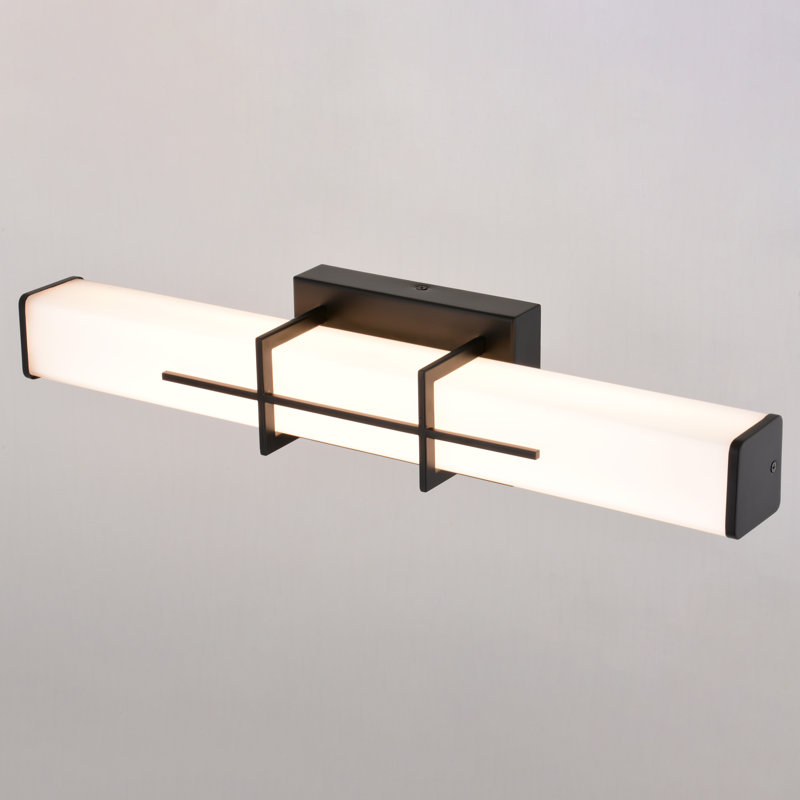 Jermanie 1 Light LED Matte Black Contemporary Bathroom Vanity Fixture White Glass
