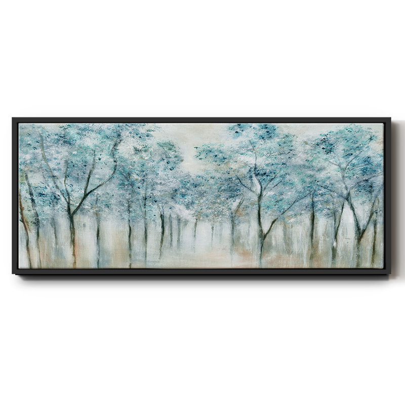 Printemps bleu - reproduction de cadre flottant sur toile, H 20 po x l 50 po x P 1,5 po, Noir