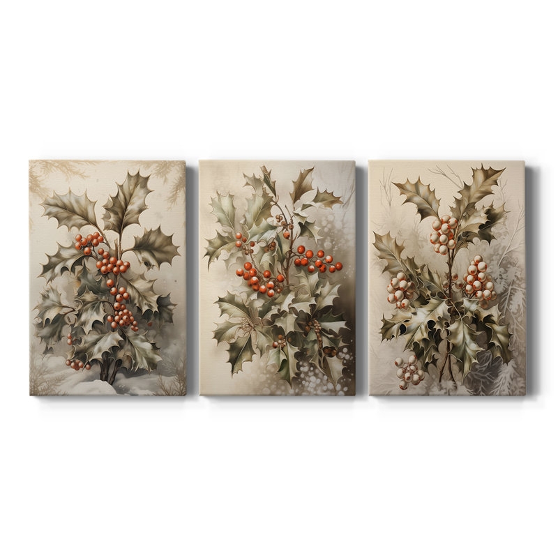 Christmas Holiday Art DCCXI - Toile tendue avec châssis sur mesure - 3 pièces, H 27 po x l 54 po