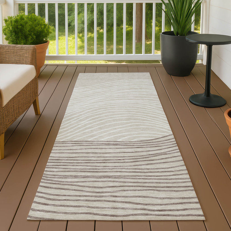 Tapis ACN2350 à rayures lavable à la machine intérieur / extérieur, Tapis de couloir 2 pi 3 po x 7 pi 6 po
