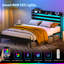 Cadre de grand lit avec port USB et DEL, cadre de grand lit standard avec tête de lit, noir-970246693-956806834