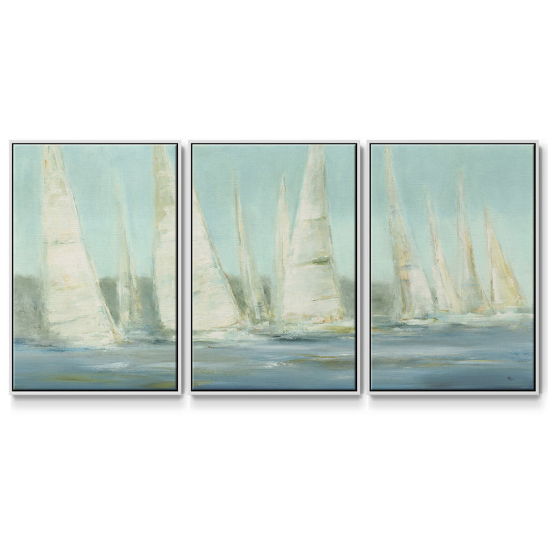 Summer Sails, reproduction sur toile 3 pièces, H 40 po x l 78 po x P 2 po, Blanc