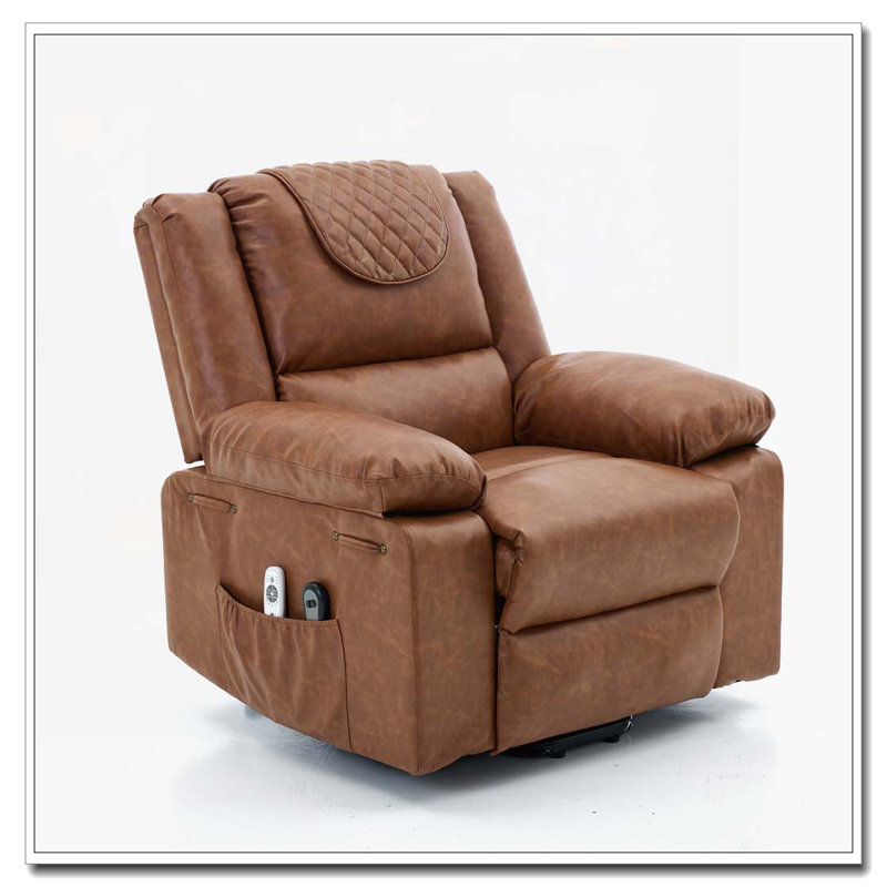 Fauteuil inclinable à télécommande chauffant et chauffant, Brun