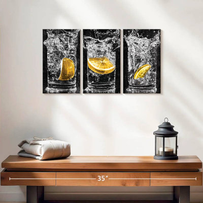 Ensemble de 3 impressions sur toile Lemon Water Pop