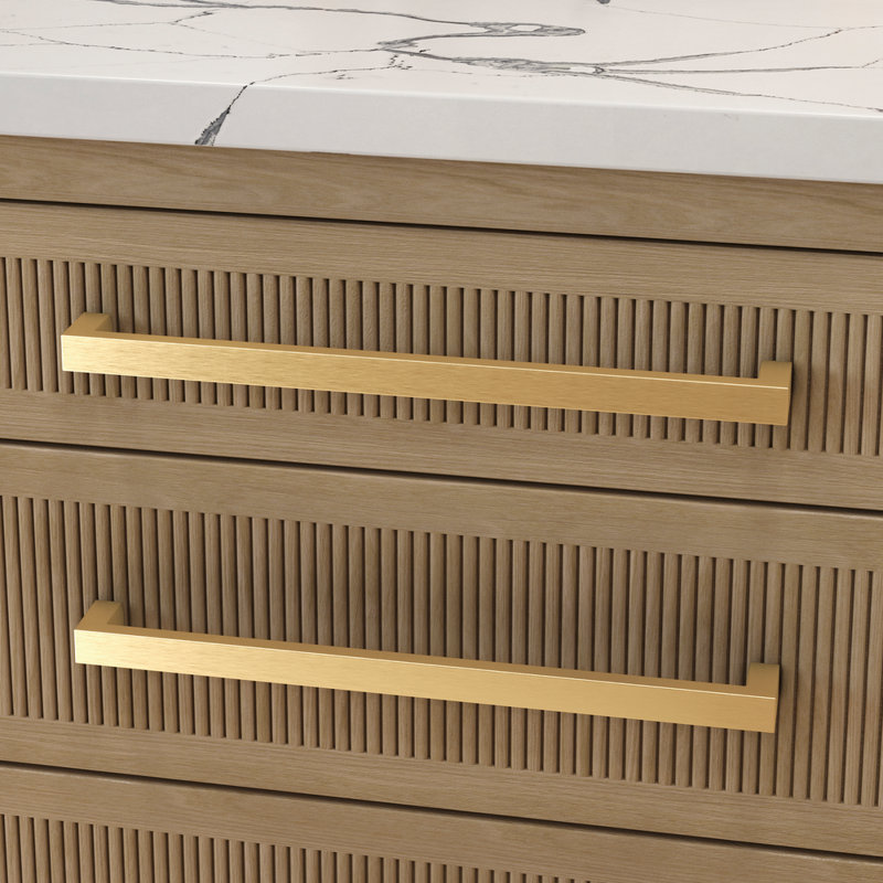 Satin Brass Contemporary Appliance Pull with Mounting Hardware