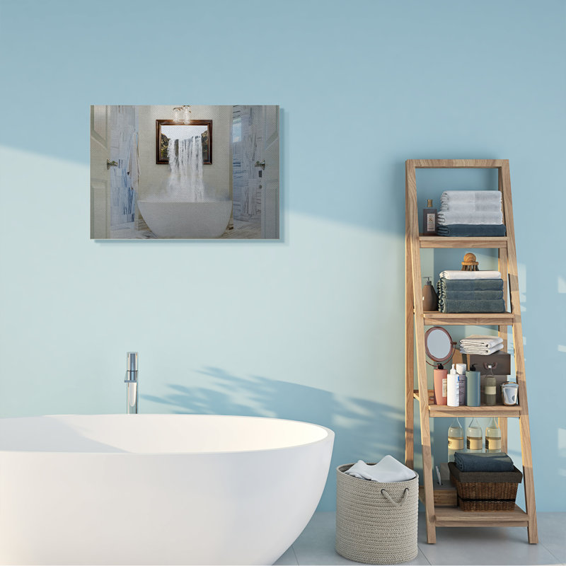 «Bathaign Waterfall Abstract Bathroom», art mural sur toile surdimensionné surdimensionné par Milli Villa, Toile tendue