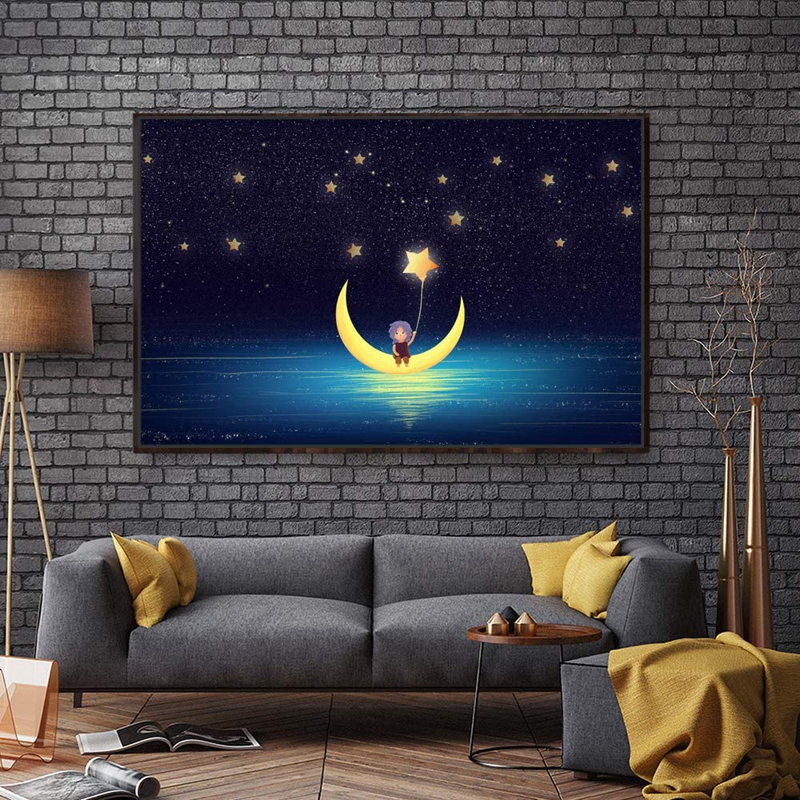 Impression sur toile, "Dreamland" - cadre flottant, H 24 po x l 36 po x 1,5 po, Cadre noir