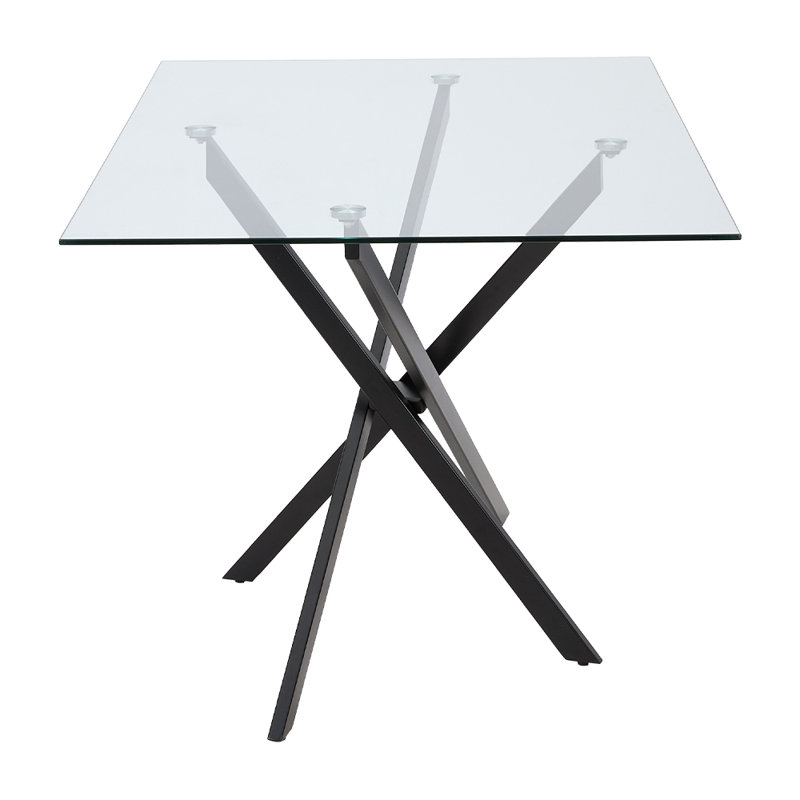 Tempered Glass Side Table with Iron Legs