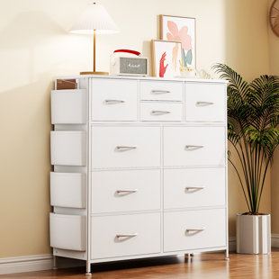 Sienna-Marie 10 - Drawer Dresser, Chest of Drawers for Bedroom with 4 Side Pockets and 2 Hooks