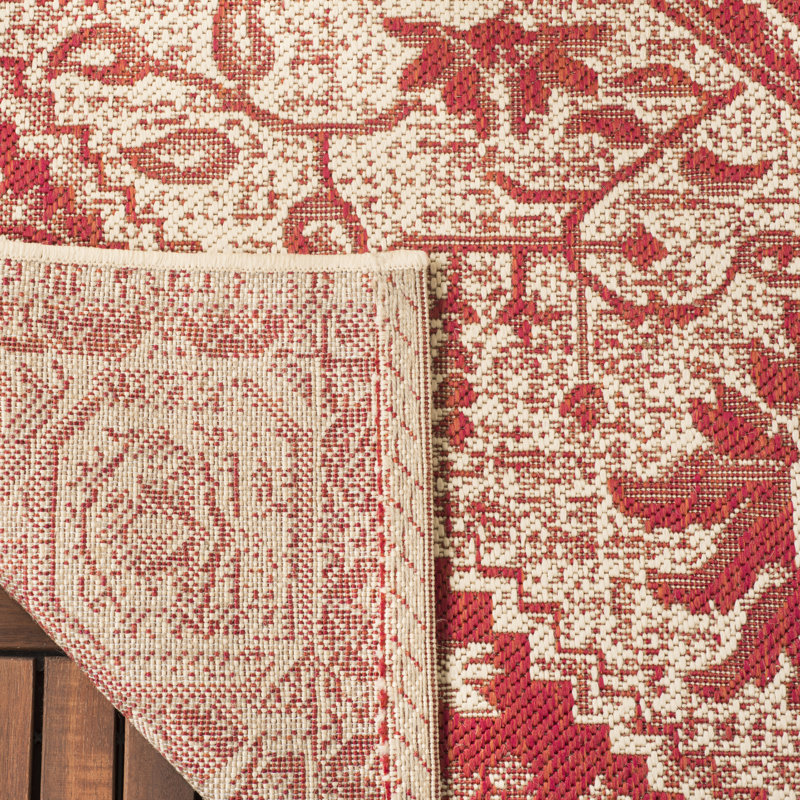 Glass Hooked Red/Cream Indoor/Outdoor Rug, Rectangle 155 x 229 cm